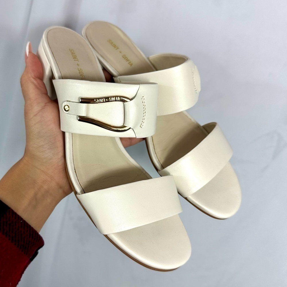 Saint and Sofia Maida white block heel size 8